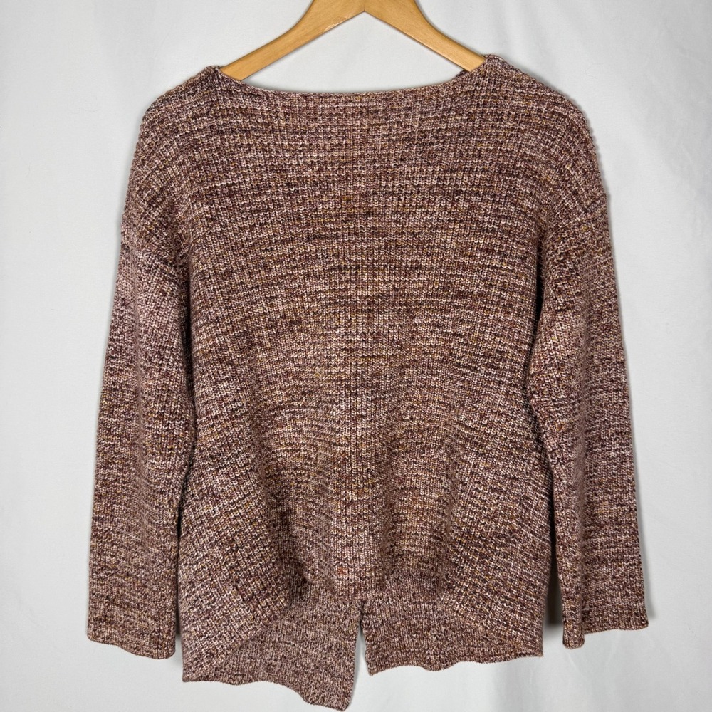 Blank NYC Up Up And Away Flap Back Cutout Marled Cotton Sweater S Earthy Boho